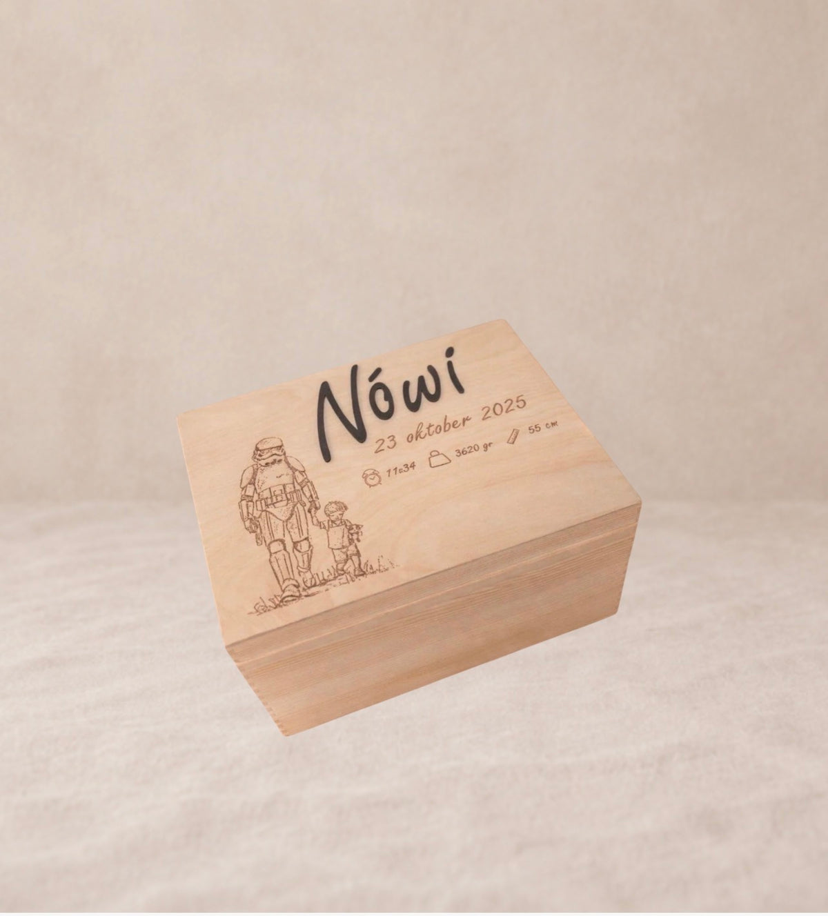 Houten koffer met 3D naam (klein)